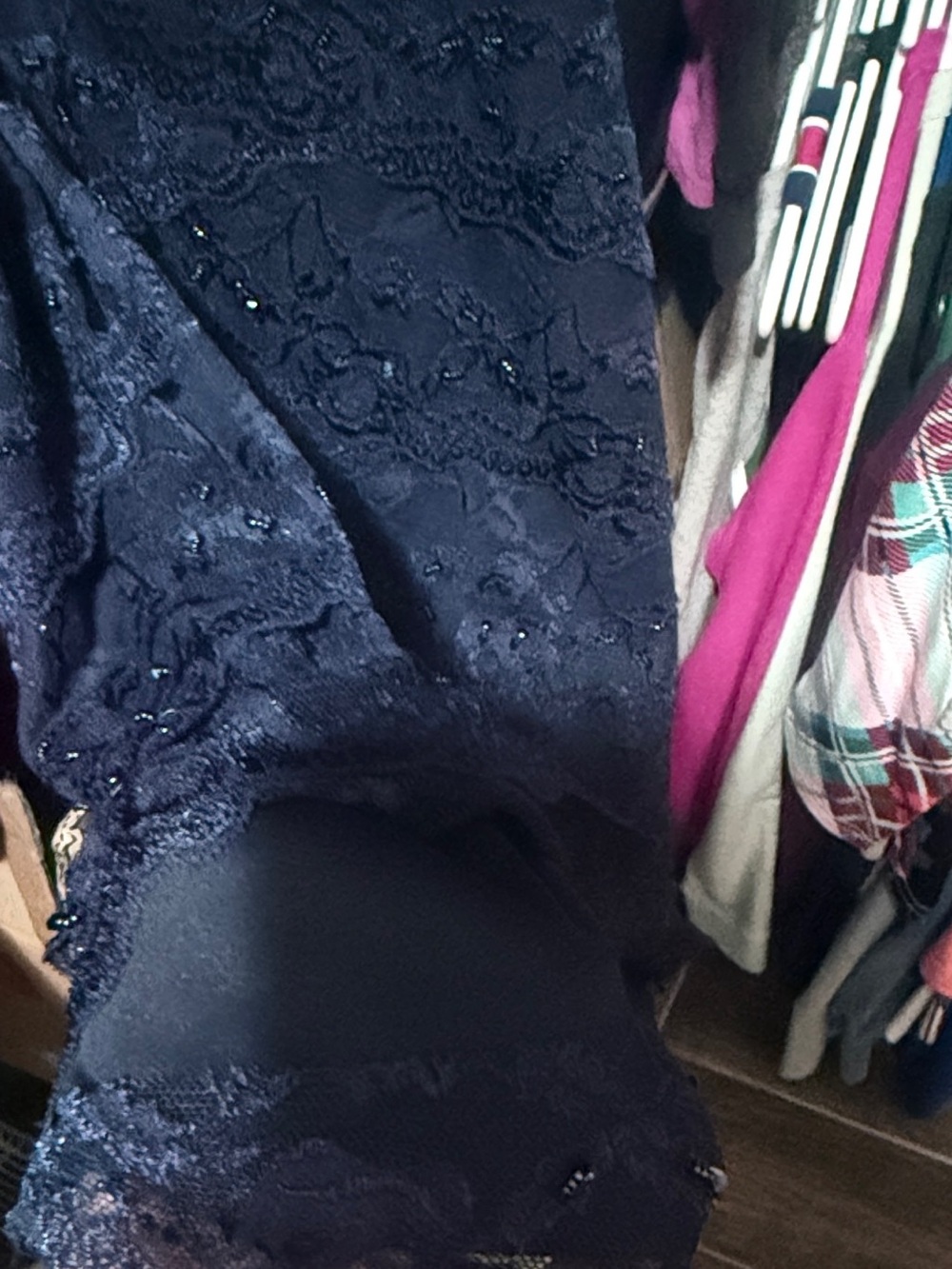 NWT Marina Navy Lace & Sequin V-Neck Dress - Picture 14 of 14